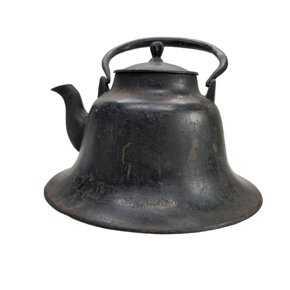 Japanese Cast Iron Teapot Black Bell Antique Tetsubin Lidded HEAVY CT406 - Picture 4 of 8